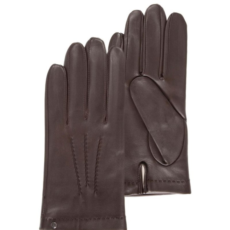 Hommes Isotoner Gants | Gants Homme Cuir Agneau Marron - Isotoner