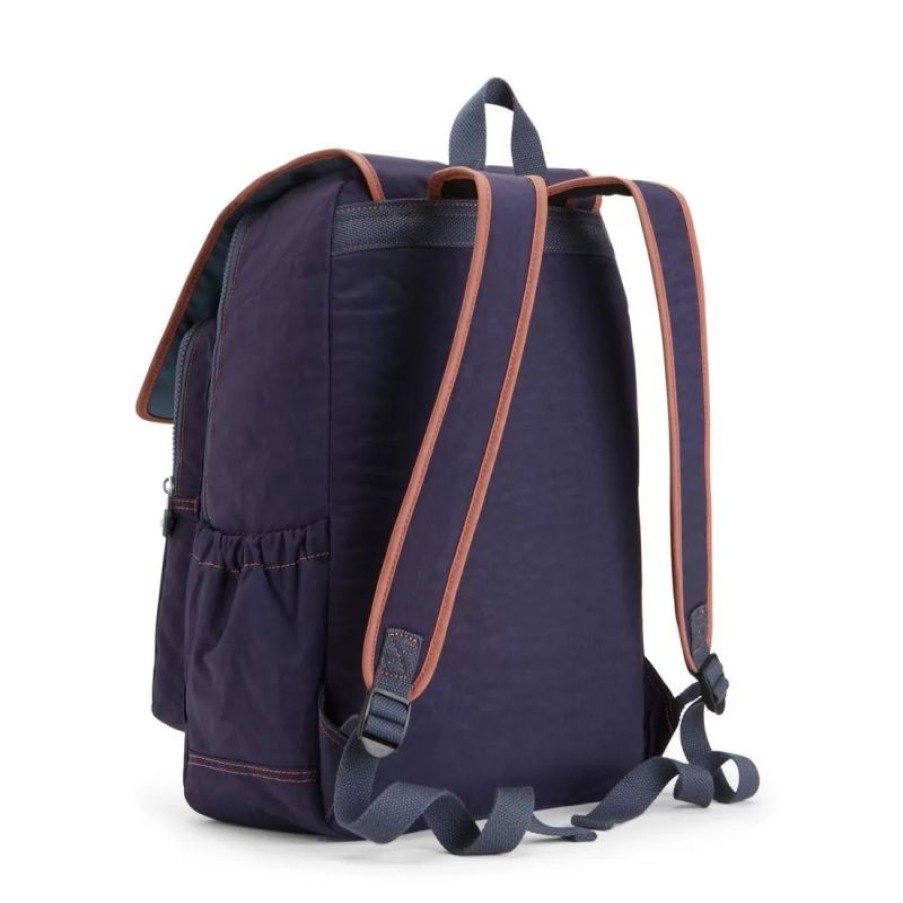 Femmes Kipling Sac A Dos Ordinateur | Sac A Dos Ordinateur Haruko Blue Tan Block - Kipling