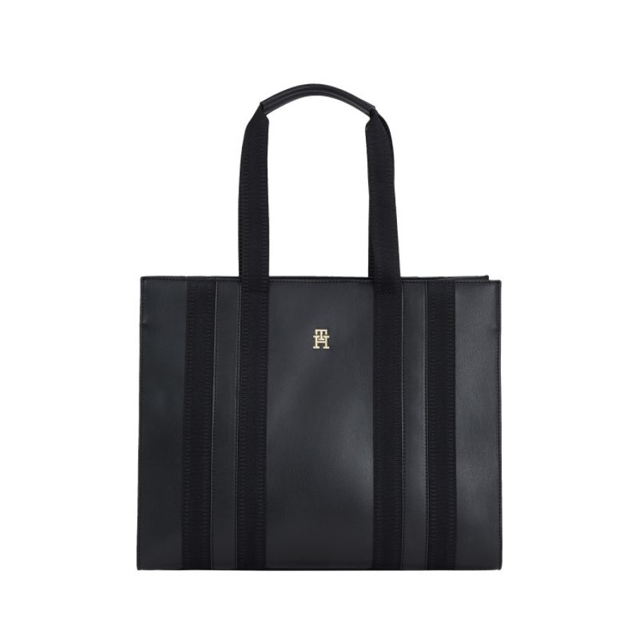 Femmes Tommy Hilfiger Sac Porte Epaule | Sac Shopping Th Identity En Synthetique - Tommy Hilfiger