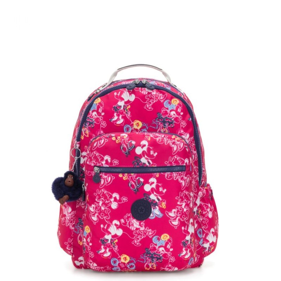 Femmes Kipling Sac A Dos | Sac A Dos Seoul Go S Doodle Pink En Toile - Kipling