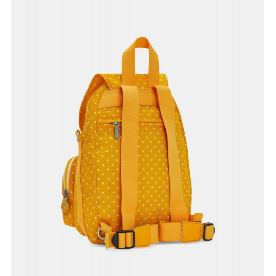 Femmes Kipling Sac A Dos | Sac A Dos Transformable Firefly Up Soft Dot Yellow En Toile - Kipling