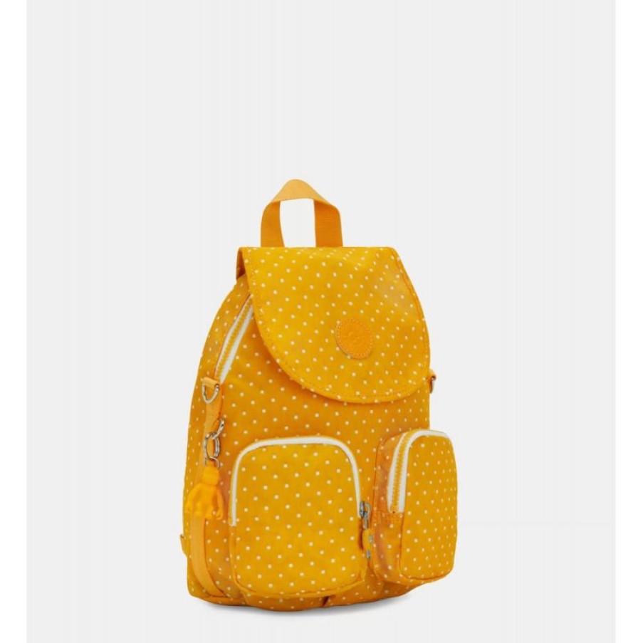 Femmes Kipling Sac A Dos | Sac A Dos Transformable Firefly Up Soft Dot Yellow En Toile - Kipling