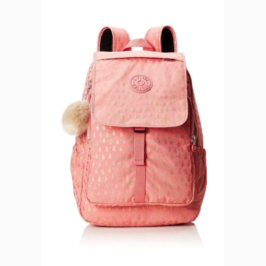 Femmes Kipling Sac A Dos Ordinateur | Sac A Dos Ordinateur Haruko Pink Gold Drop - Kipling