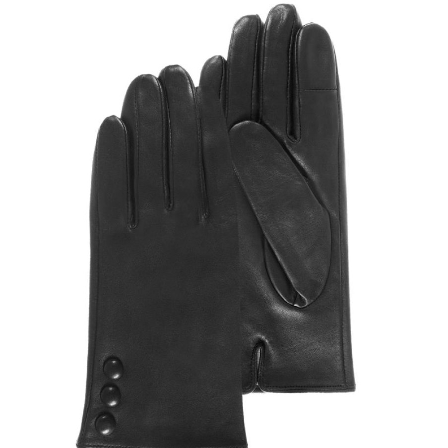 Femmes Isotoner Gants | Gants Femme Cuir Agneau Noir - Isotoner