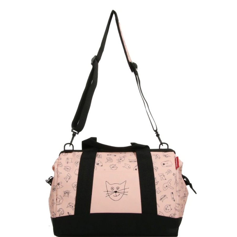 Bagages Reisenthel | Sac De Voyage Allrounder M Kids Cats And Dogs Pink En Toile - Reisenthel