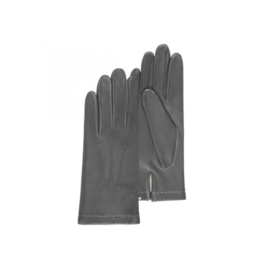 Femmes Isotoner Gants | Gants Femme Cuir Agneau Gris - Isotoner