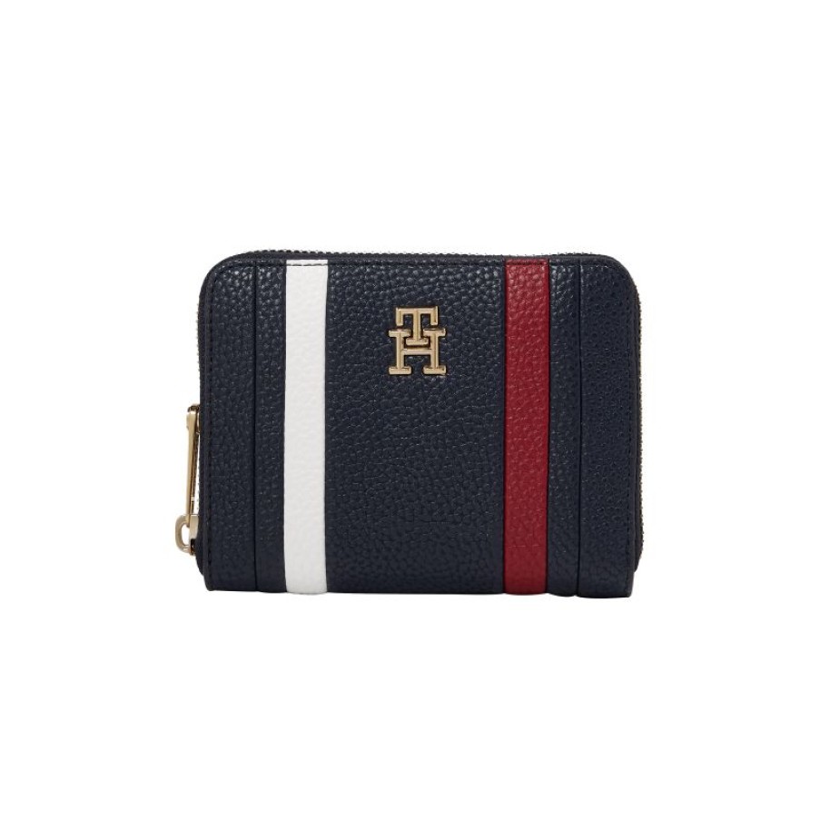 Femmes Tommy Hilfiger Portefeuille | Portefeuille Zippe Emblem En Synthetique - Tommy Hilfiger