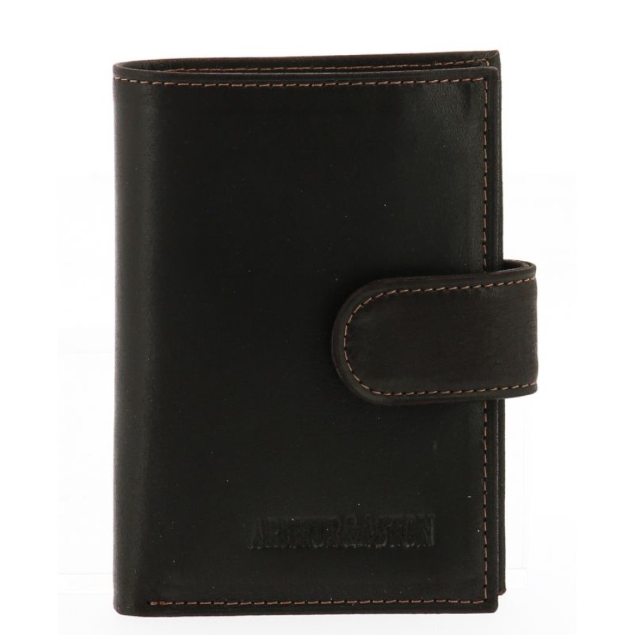 Hommes Arthur & Aston Porte Cartes | Porte Cartes A Pression Cuir Gras