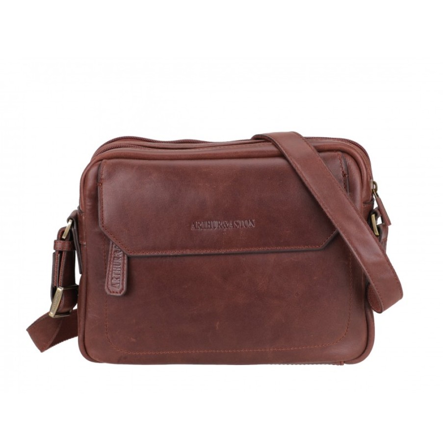 Hommes Arthur & Aston Sacoche | Sac Travers Deux Soufflets Martin En Cuir