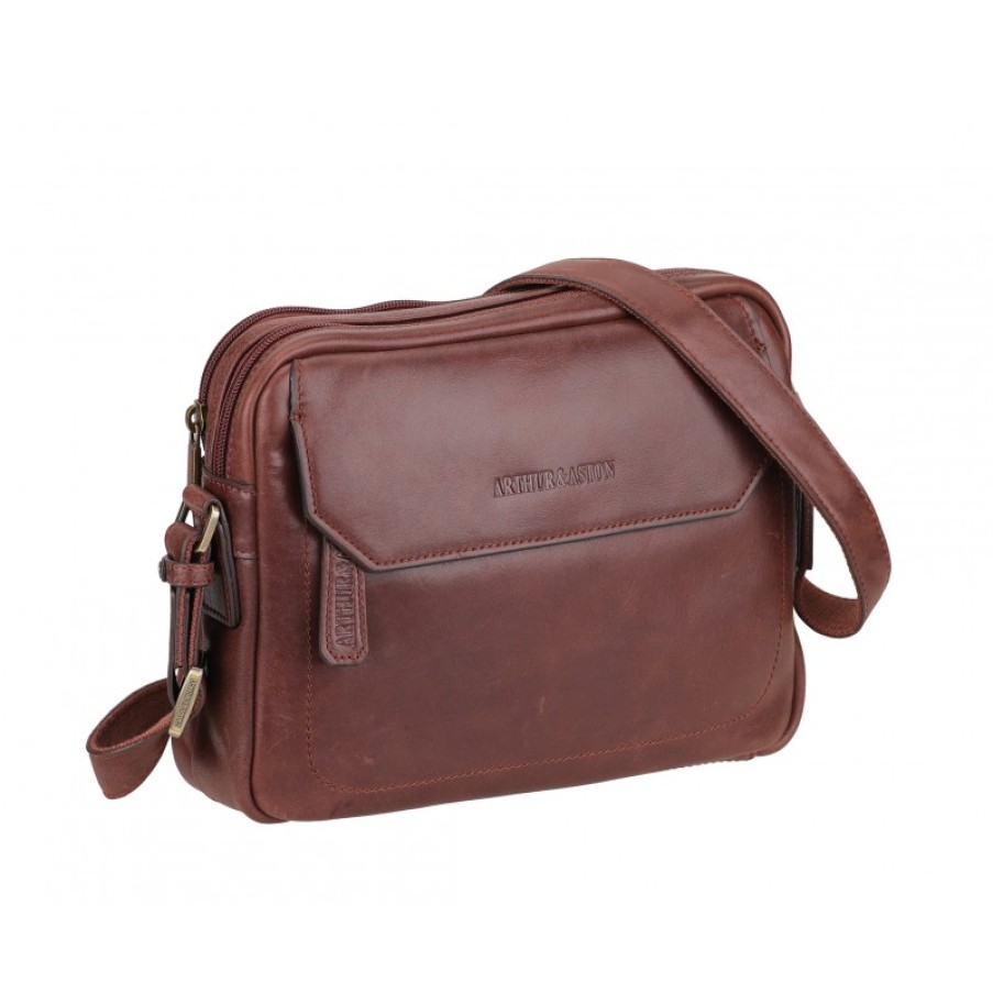 Hommes Arthur & Aston Sacoche | Sac Travers Deux Soufflets Martin En Cuir