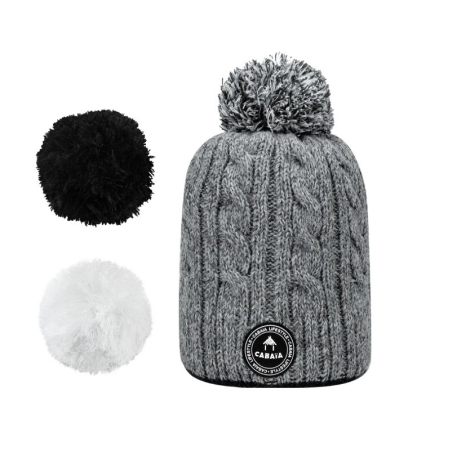 Femmes Cabaia Bonnet | Bonnet 3 Pompons Creamy Gin - Cabaia