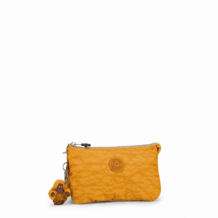 Femmes Kipling Porte Monnaie | Grande Pochette Creativity L Ochre En Toile - Kipling