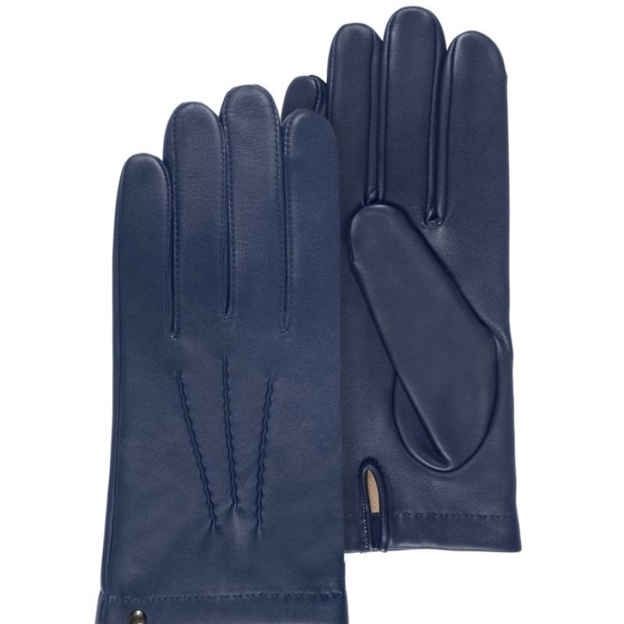 Hommes Isotoner Gants | Gants Homme Cuir Agneau Marine - Isotoner