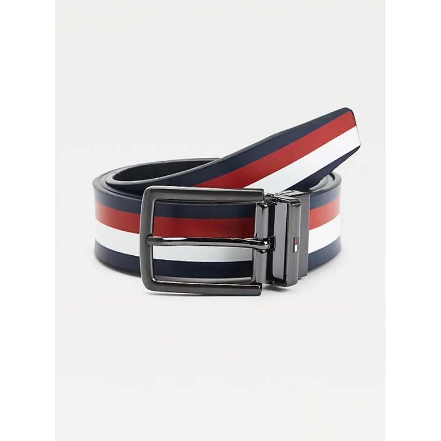 Hommes Tommy Hilfiger Ceinture | Ceinture Reversible 115Cm Noir En Cuir - Tommy Hilfiger