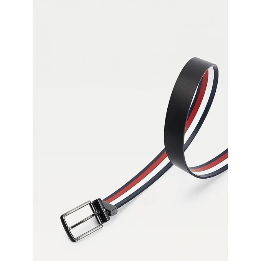 Hommes Tommy Hilfiger Ceinture | Ceinture Reversible 115Cm Noir En Cuir - Tommy Hilfiger