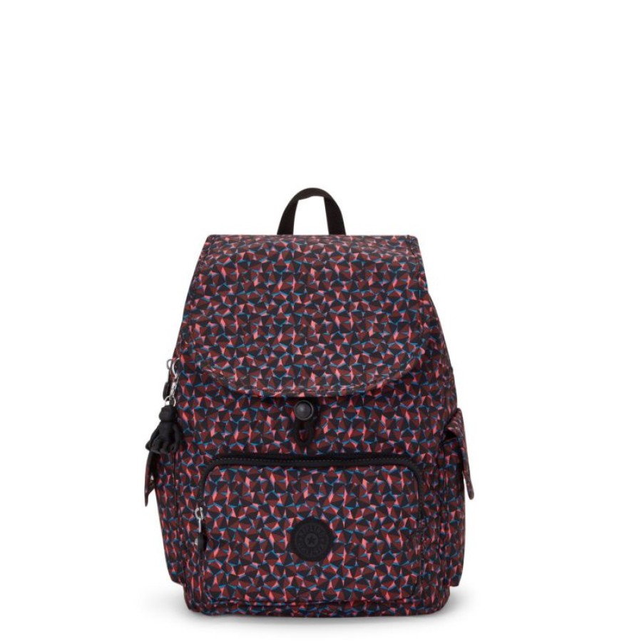 Femmes Kipling Sac A Dos | Sac A Dos City Pack S Happy Squares En Toile - Kipling