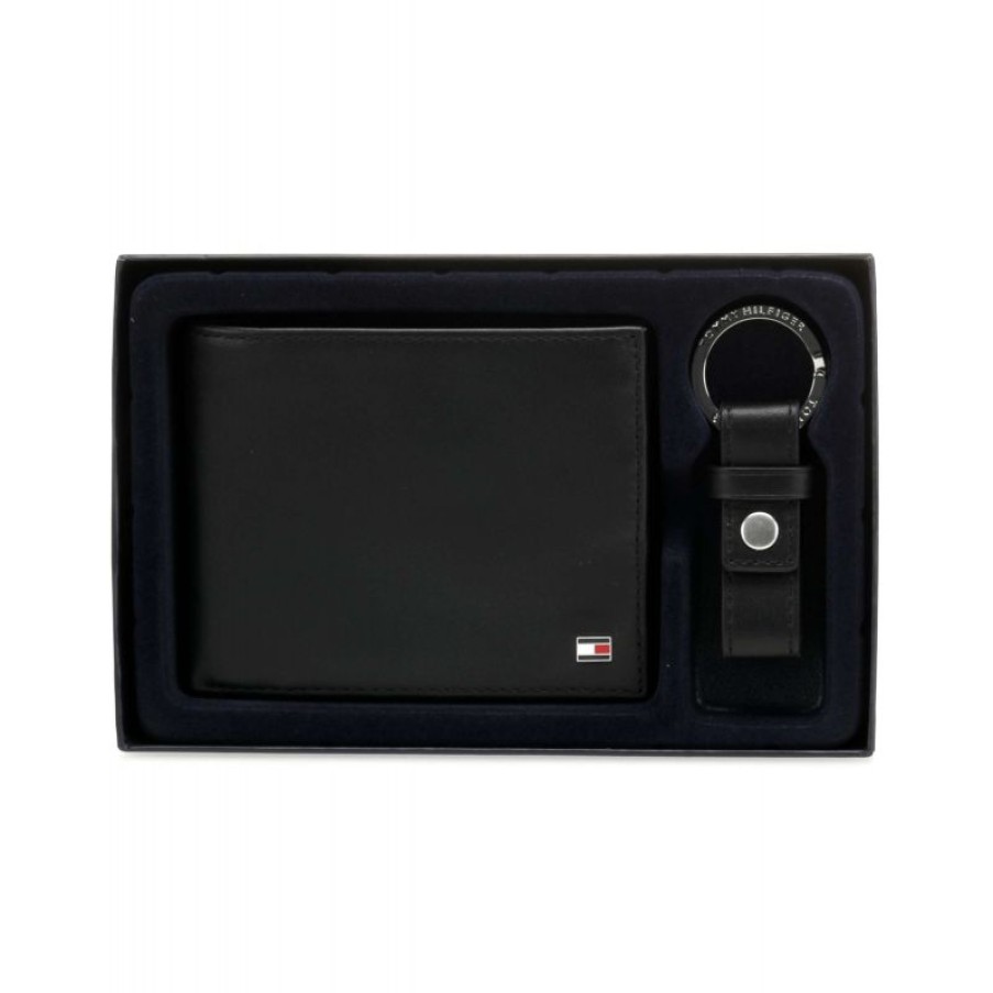 Hommes Tommy Hilfiger Portefeuille | Coffret Eton Portefeuille + Porte-Cles En Cuir - Tommy Hilfiger