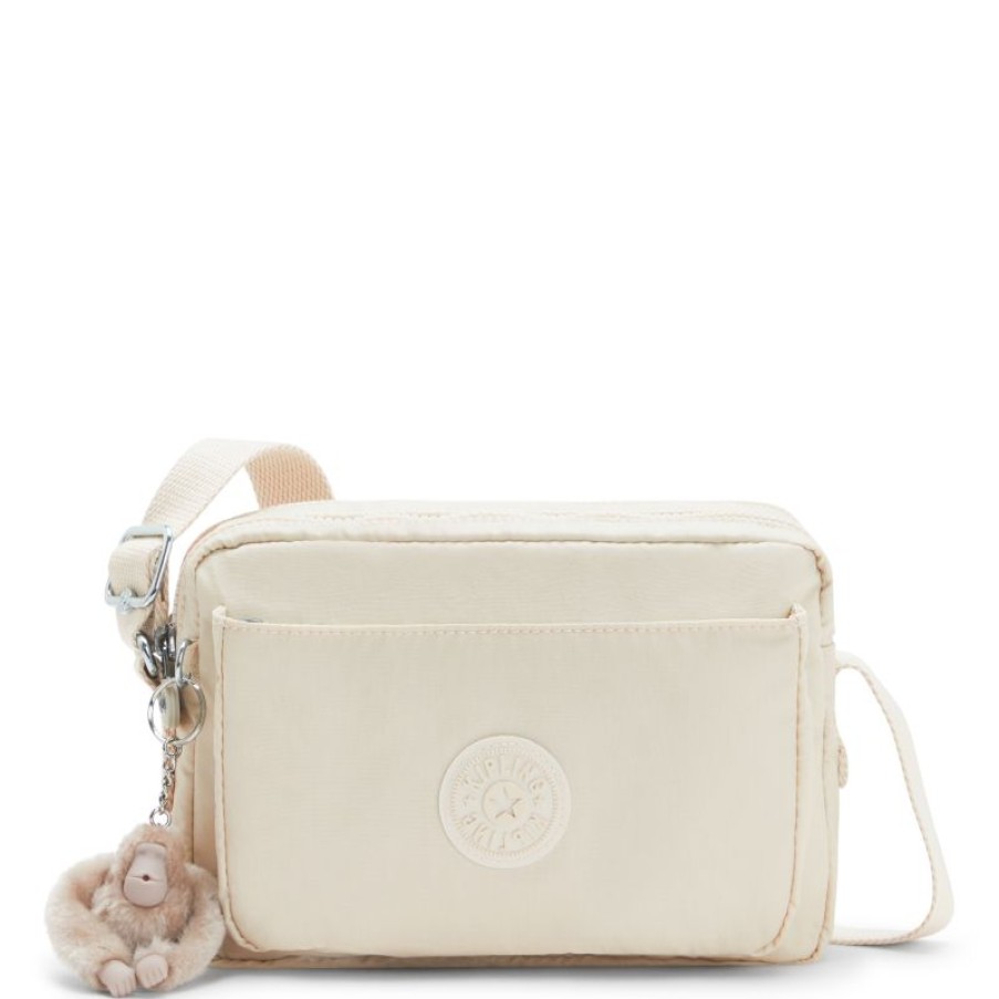 Femmes Kipling Sac Bandouliere | Sac Travers Abanu M Beige Pearl En Toile - Kipling