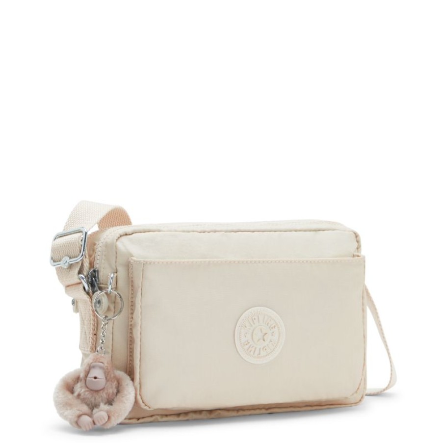 Femmes Kipling Sac Bandouliere | Sac Travers Abanu M Beige Pearl En Toile - Kipling