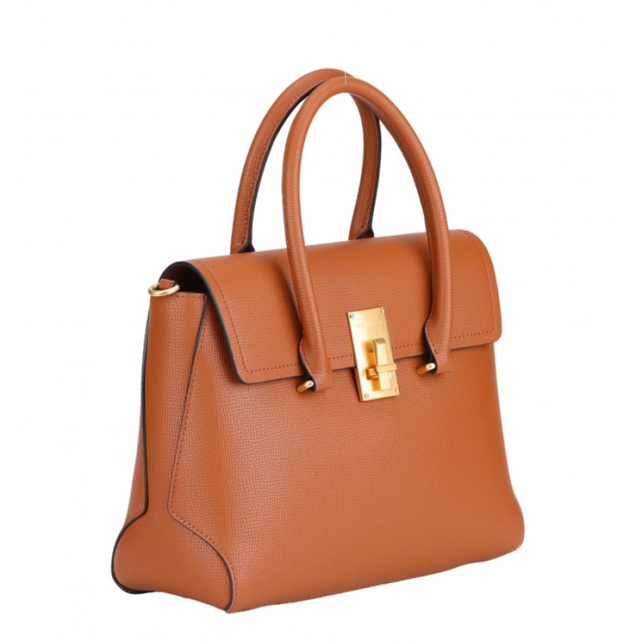 Femmes Arthur & Aston Sac A Main | Sac A Main Rabat Cuir Ambre