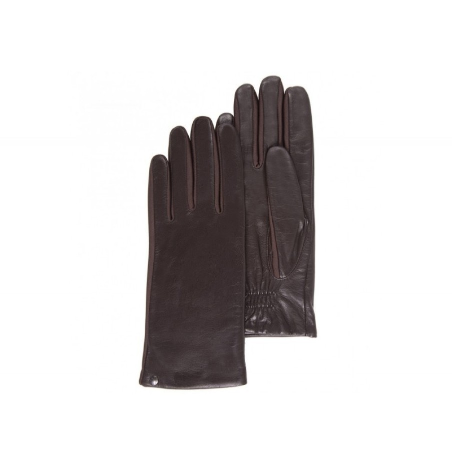 Femmes Isotoner Gants | Gants Femme Cuir Agneau Marron - Isotoner