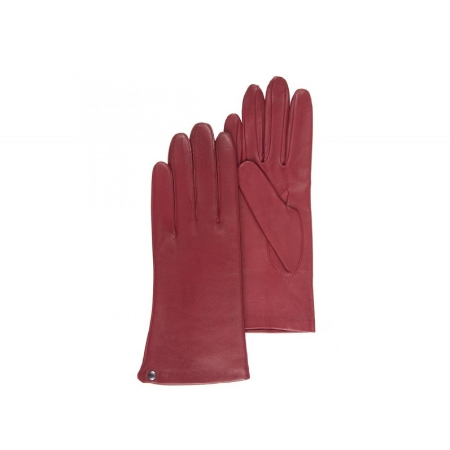 Femmes Isotoner Gants | Gants Femme Cuir Agneau Rouge - Isotoner