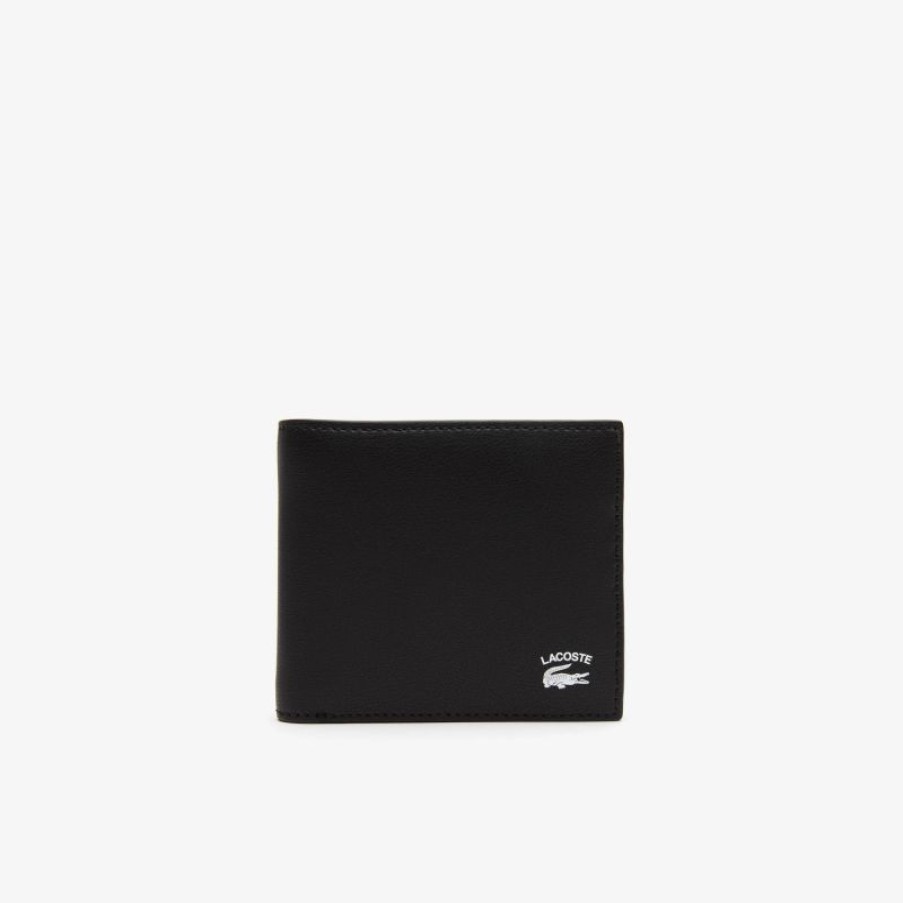 Hommes Lacoste Portefeuille | Portefeuille Pliable Avec Imprime Contraste En Cuir