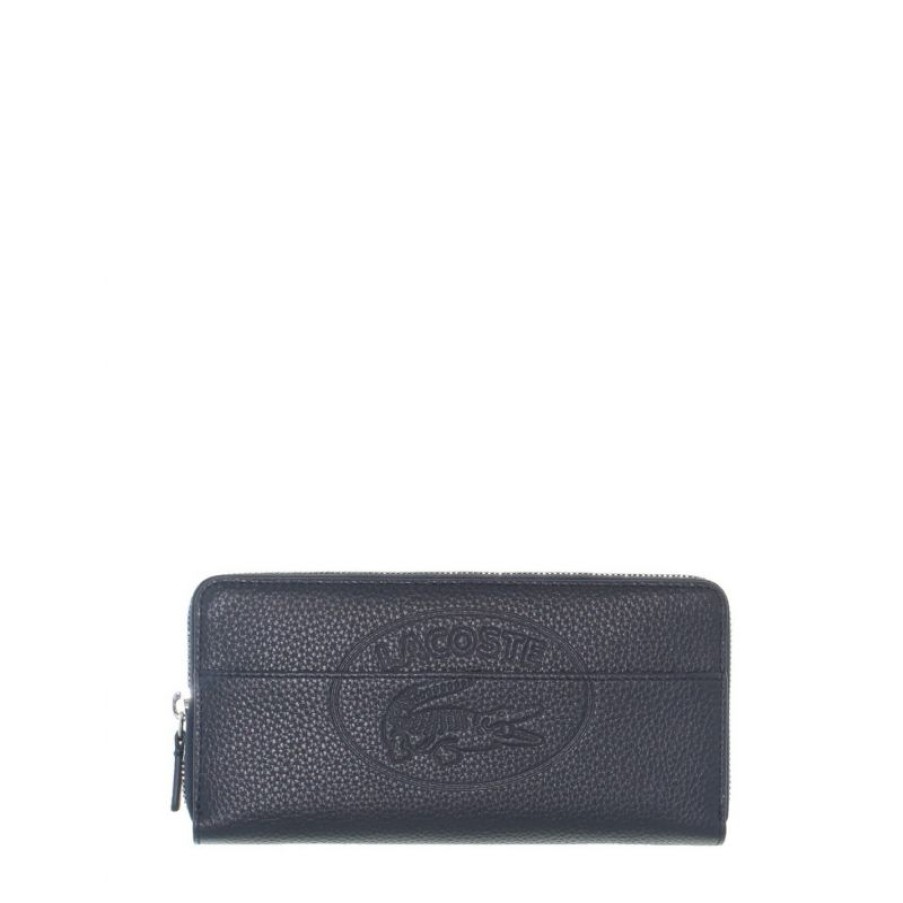 Femmes Lacoste Portefeuille | Portefeuille Zippe Croco Crew En Cuir - Lacoste