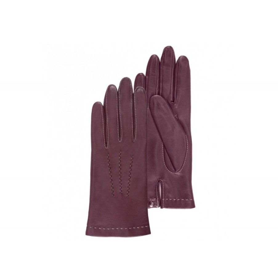 Femmes Isotoner Gants | Gants Femme Cuir Agneau Bordeaux - Isotoner