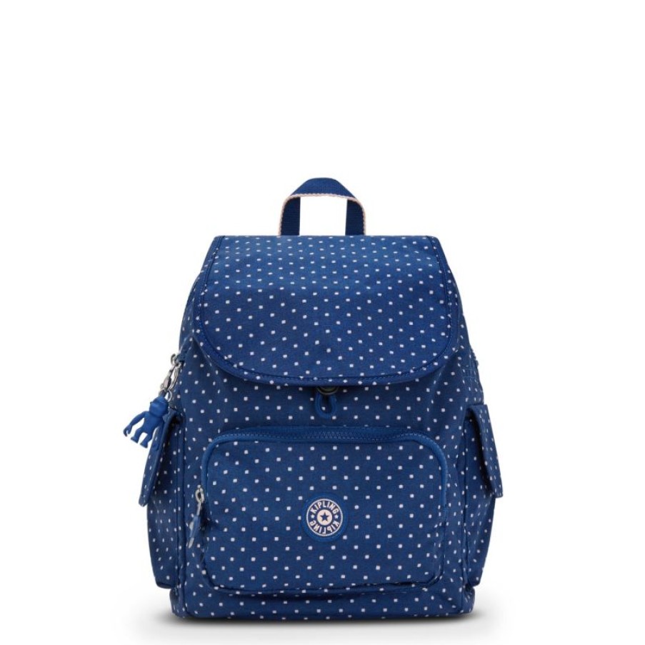 Femmes Kipling Sac A Dos | Sac A Dos City Pack S Soft Dot Blue En Toile - Kipling