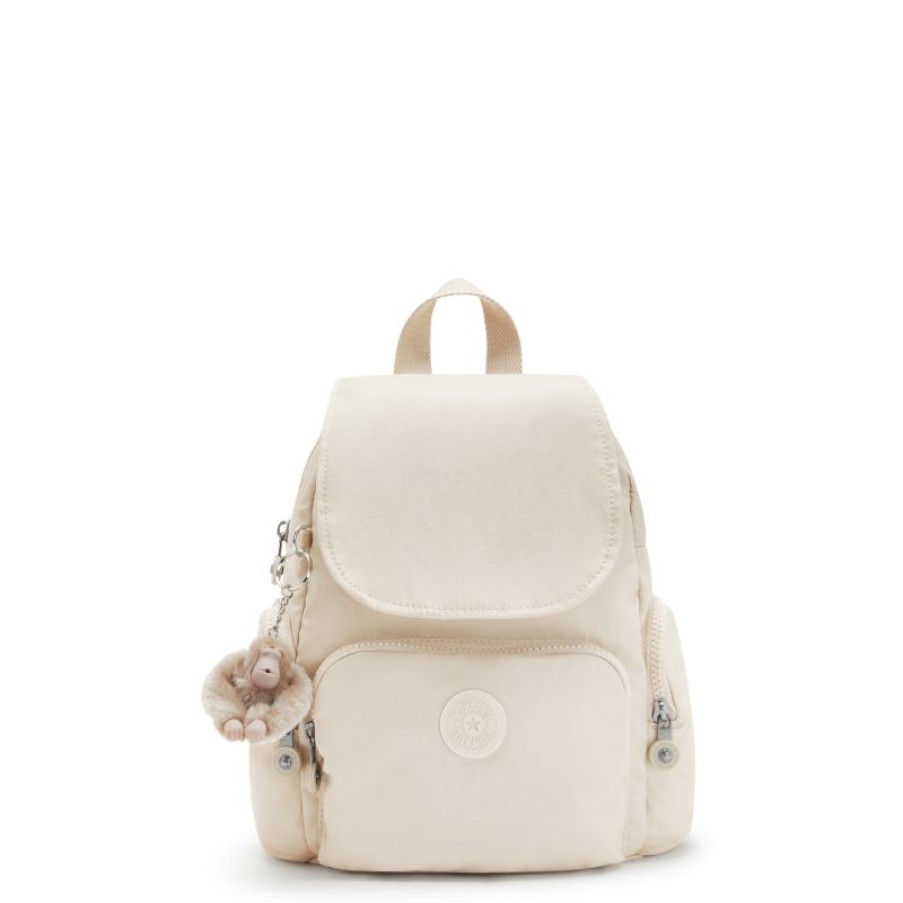 Femmes Kipling Sac A Dos | City-Zip-Mini-Beige-Pearl-En-Toile-Kipling