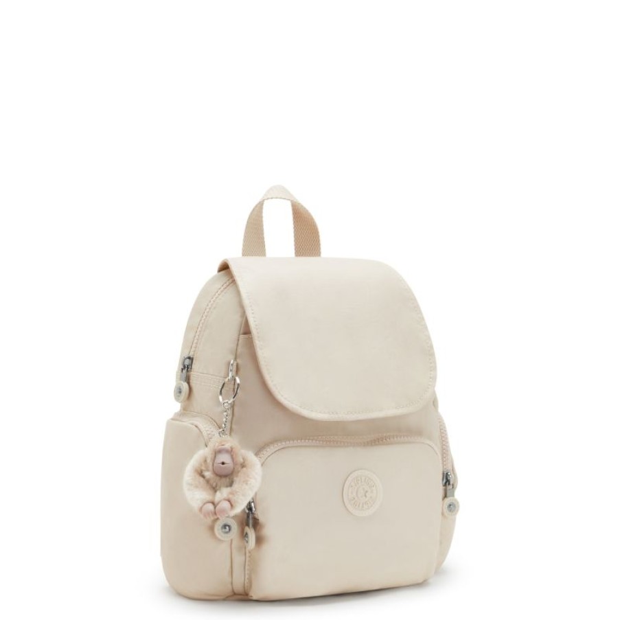 Femmes Kipling Sac A Dos | City-Zip-Mini-Beige-Pearl-En-Toile-Kipling