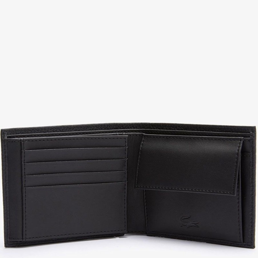 Hommes Lacoste Portefeuille | Portefeuille Horizontal Crocodil En Cuir - Lacoste