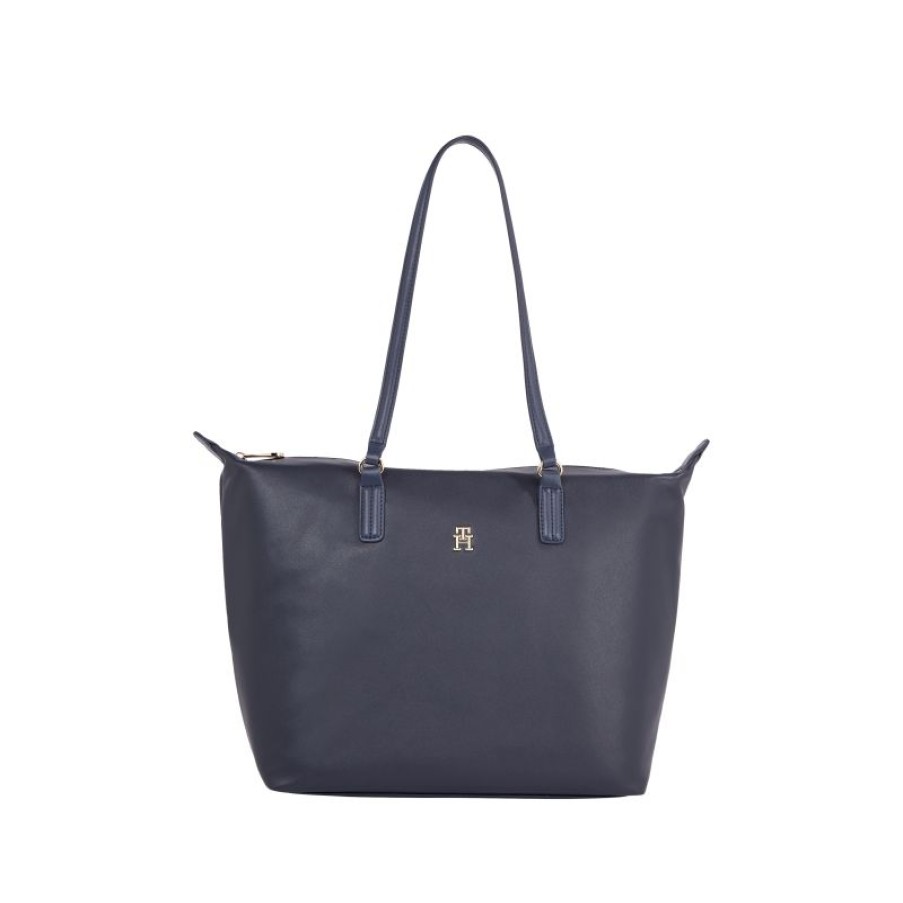 Femmes Tommy Hilfiger Sac Porte Epaule | Sac Cabas Monogram En Toile Bleue - Tommy Hilfiger