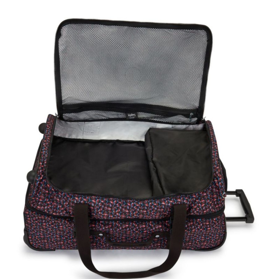 Bagages Kipling | Sac De Voyage 66Cm A Roulettes Teagan M Happy Squares En Toile - Kipling