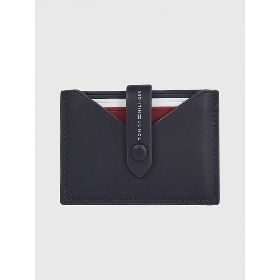 Hommes Tommy Hilfiger Porte Cartes | Porte-Cartes Central En Cuir - Tommy Hilfiger