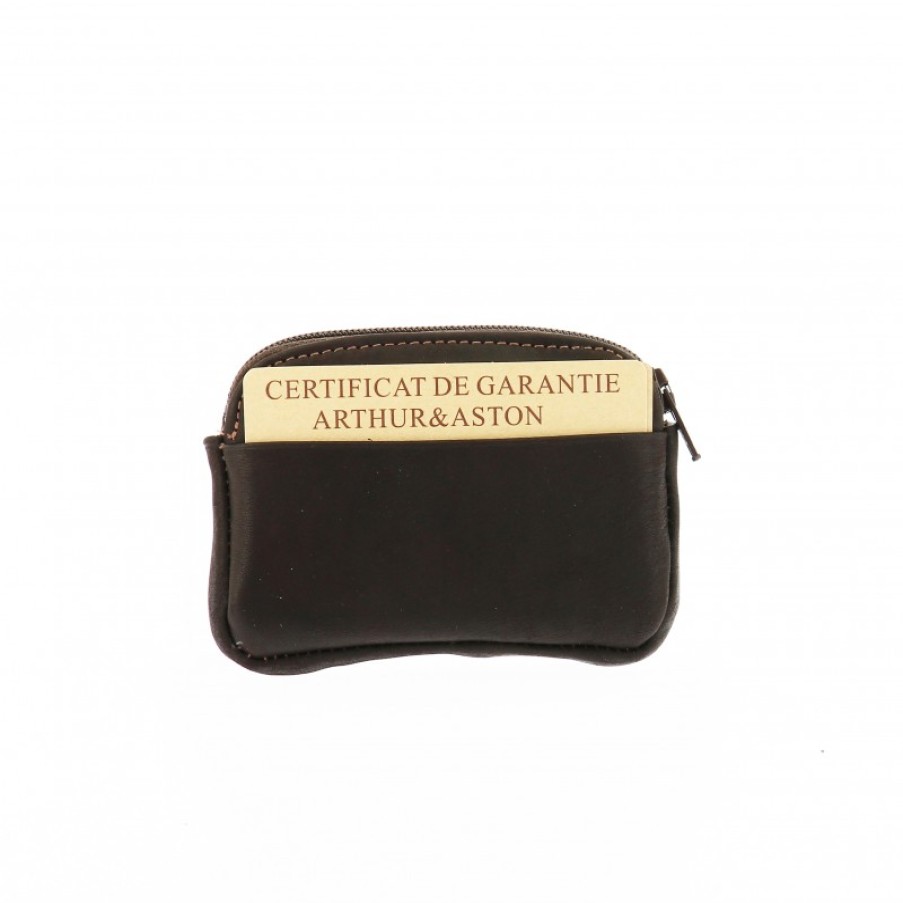 Hommes Arthur & Aston Porte Monnaie | Porte-Monnaie Zippe Louis En Cuir Vachette Gras - Arthur & Aston