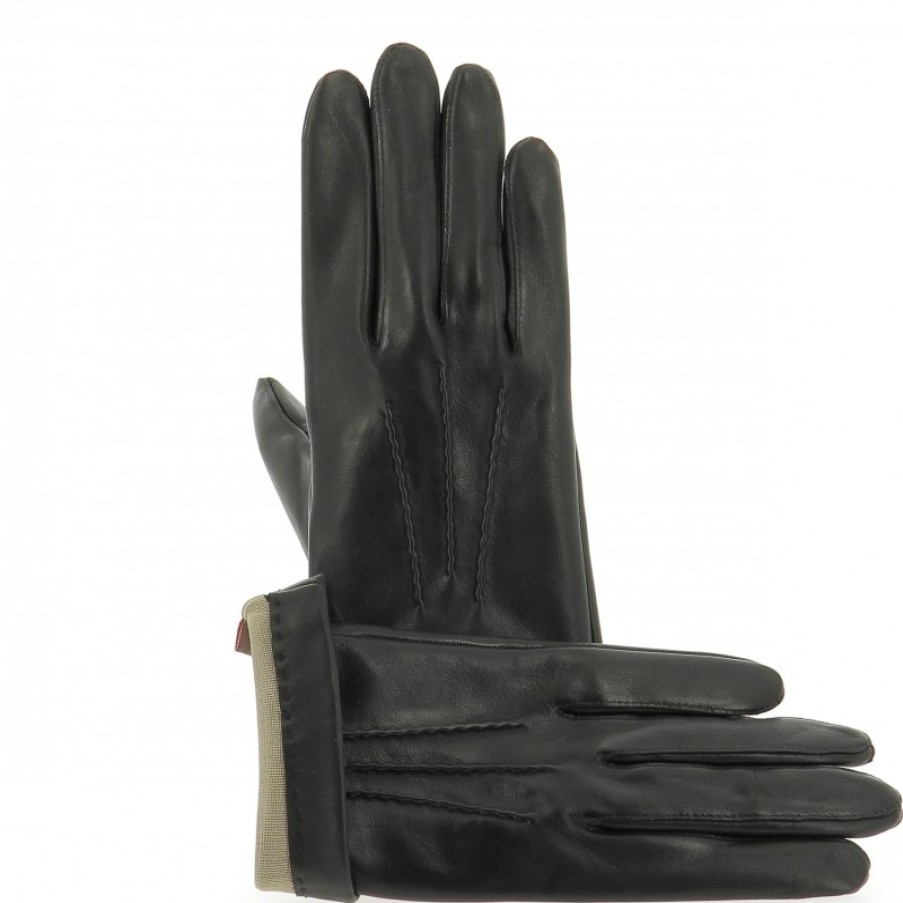 Hommes Isotoner Gants | Gants Homme Cuir Agneau Noir - Isotoner