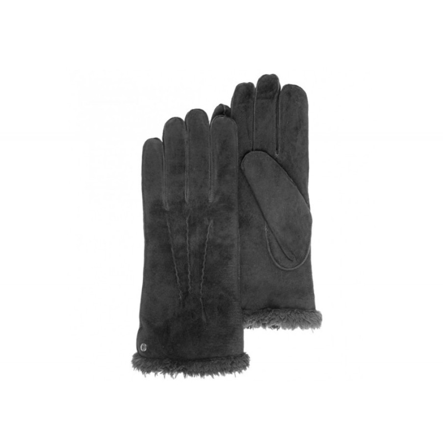 Femmes Isotoner Gants | Gants Femme Cuir De Chevre Velours Noir - Isotoner